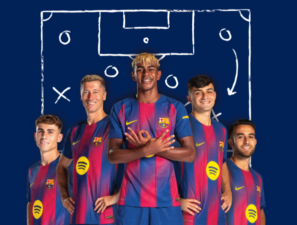 Cartel publicitario de Assistència Sanitària con jugadores del Fútbol Club Barcelona y el eslógan "El número 1 para los que saben"